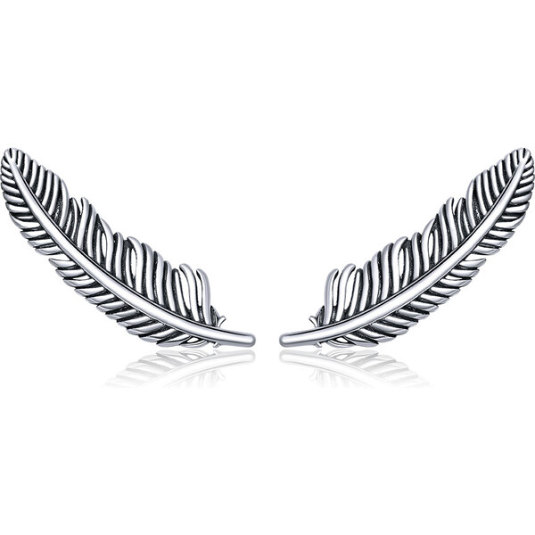 Emporial strieborné náušnice cez ucho Romantické lístky SCE865 28517306