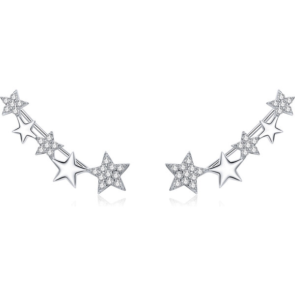 Emporial strieborné náušnice cez ucho Svietivé hviezdy BSE351 28183409