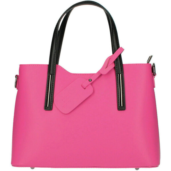 BORSE IN PELLE Kožená fuchsiová dámska kabelka do ruky Maila 17385254