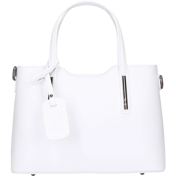 BORSE IN PELLE Kožená biela dámska kabelka do ruky Maila 17385255