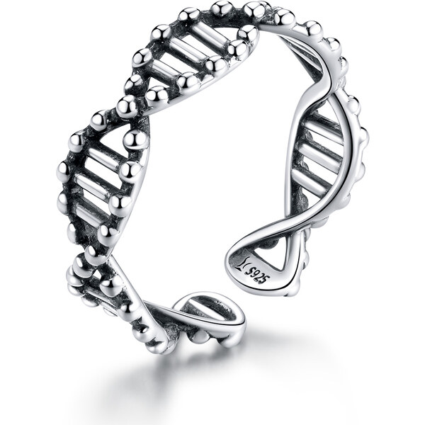 Emporial strieborný nastaviteľný smaltovaný prsteň DNA 31524190