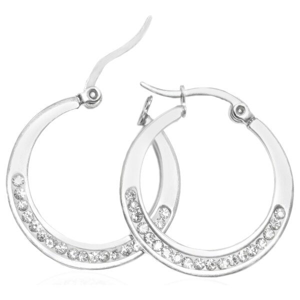 BM Jewellery Náušnice kruhy so zirkónmi 2,5 cm z chirurgickej ocele 17559156