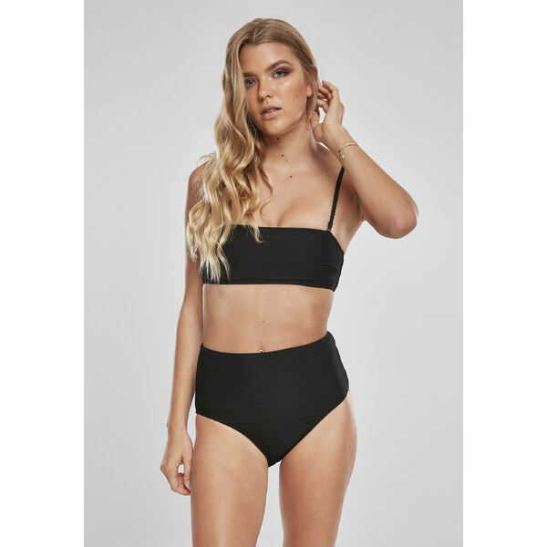 Urban Classics Womens High Waisted Bandeau Bikini Black 50683792