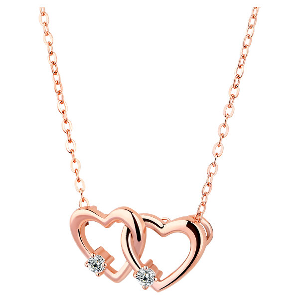 Olivie Strieborný náhrdelník SPOJENÁ SRDCA ROSE 4116 17537172