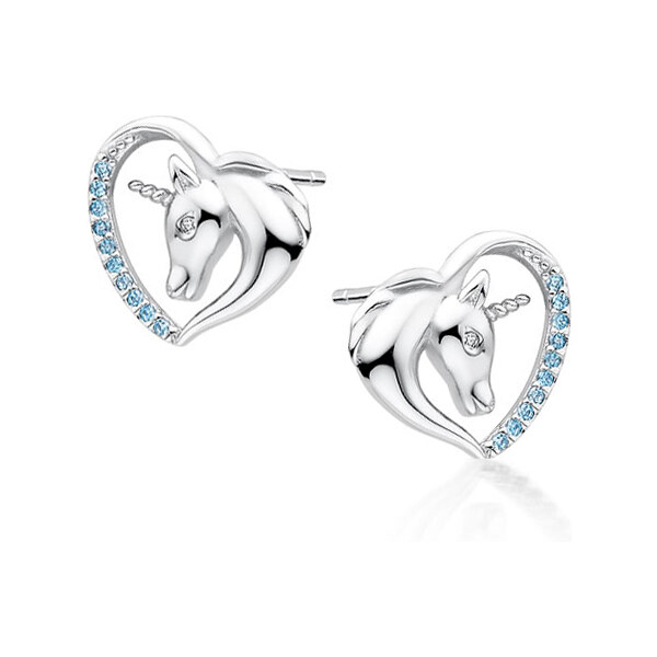 Olivie Strieborné náušnice JEDNOROŽEC V SRDCI 3763 16785473