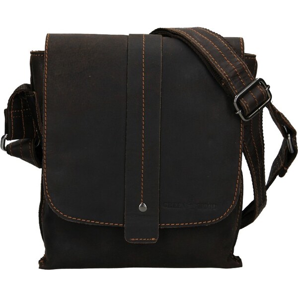 Pánska kožená taška cez rameno Greenwood Jake - tmavo hnedá 58451743