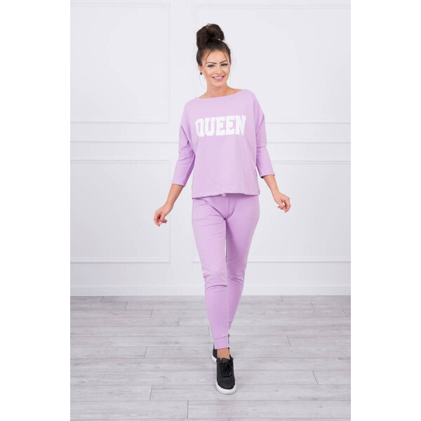 MladaModa Tepláková súprava s nápisom Queen model 66977 farba lila 17893045