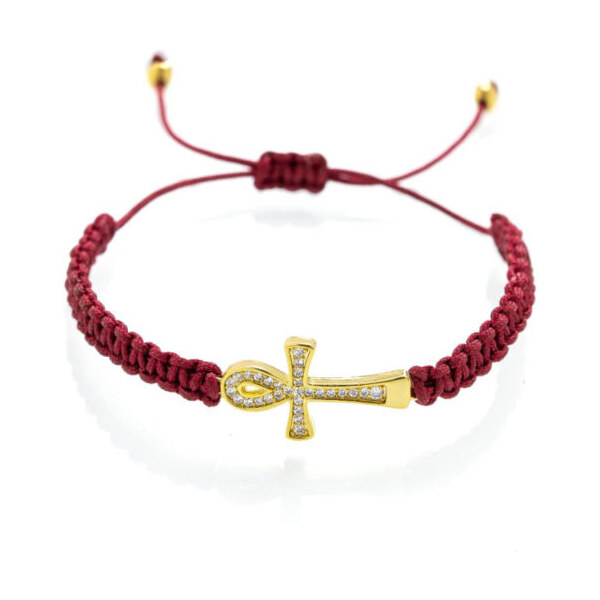 Macramé náramok Ankh života Červený Trimakasi 21937741