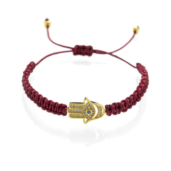 Macramé náramok Ruka Hamsa Červený Trimakasi 56584156