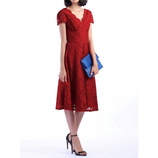 Jolie Moi Červené čipkované šaty 18229399
