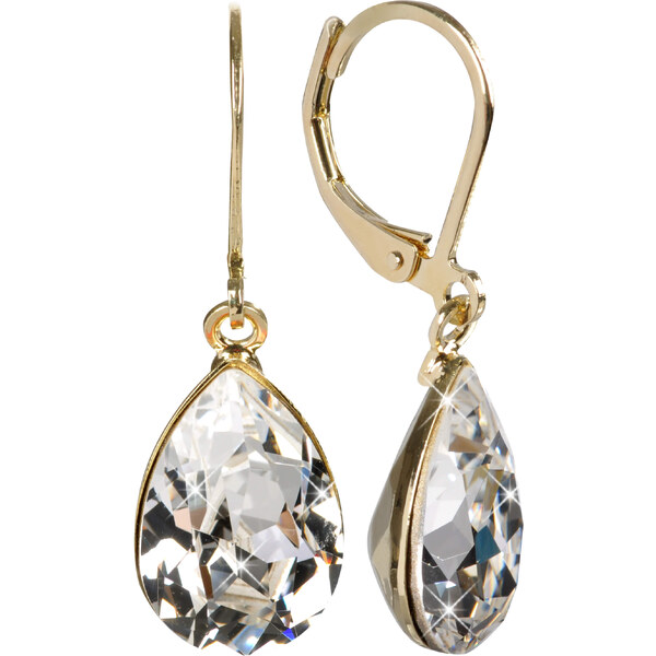 Levien Elegantné pozlátené náušnice s kryštálmi Pear Crystal 66585056
