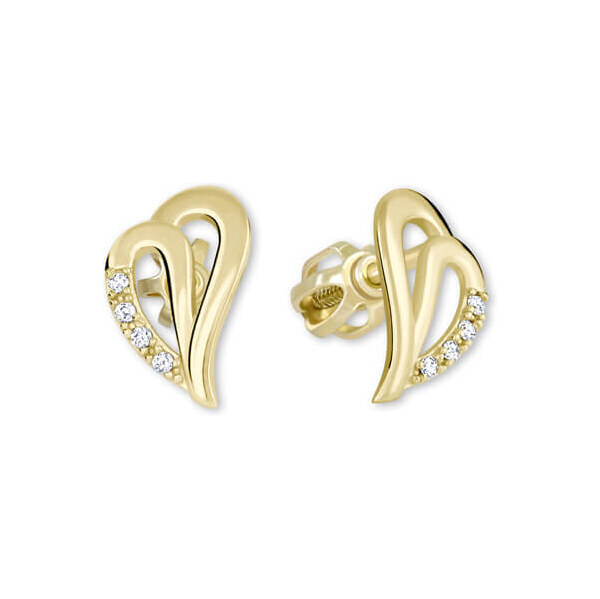 Soliter Zlaté náušnice srdce s kryštálmi 239 001 00738 66588635