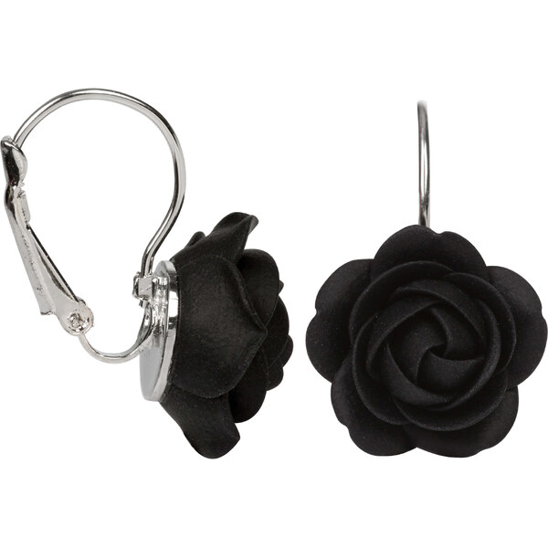 Troli Čierne visiace náušnice kytičky 66596031