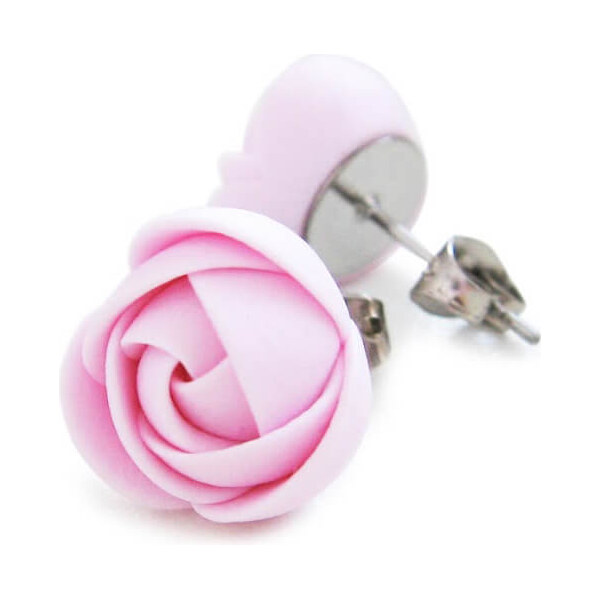 Troli Ružové náušnice puzetky menšie kvietky 66596122