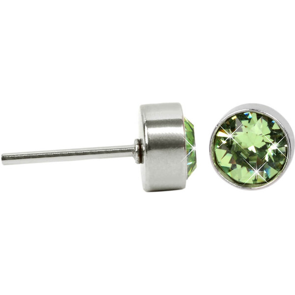 Levien Trblietavé oceľové náušnice Chaton Peridot 66588461