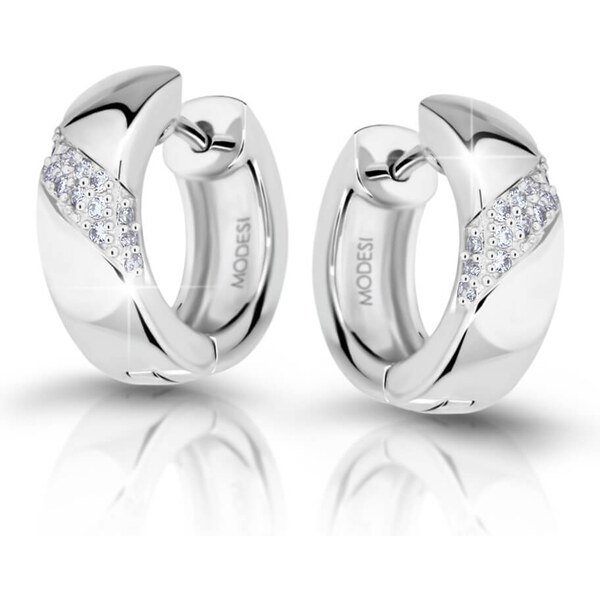 Modesi Strieborné náušnice krúžky so zirkónmi M23037 66579492