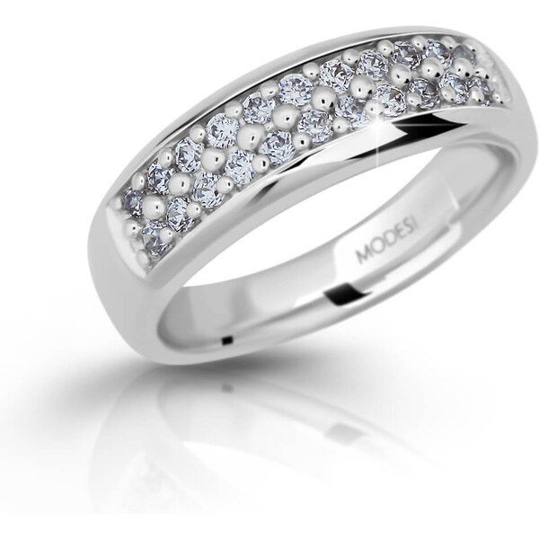 Modesi Trblietavý strieborný prsteň so zirkónmi M11083 50 mm 66584964