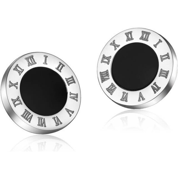 Troli Oceľové náušnice s čiernym stredom KE-015 66587981