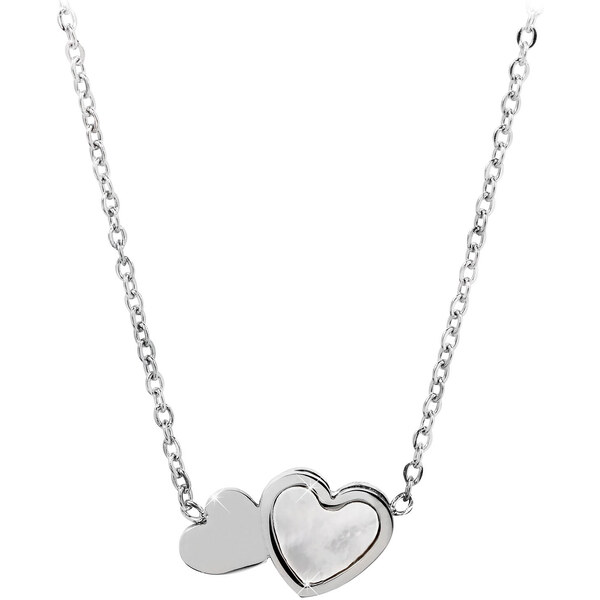Troli Oceľový náhrdelník s perleťovým srdiečkom 66591117