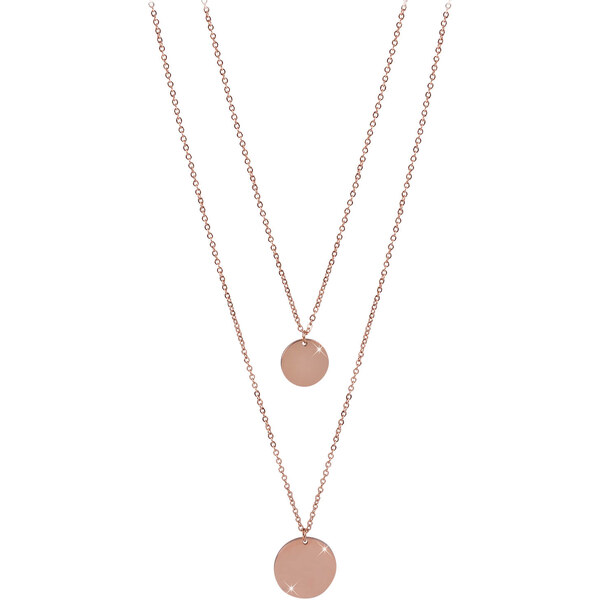 Troli Dvojitý náhrdelník s kruhovými prívesky z ružovo pozlátenej 66593749
