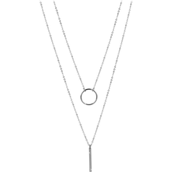 Troli Dvojitý náhrdelník so štýlovými príveskami z ocele 66585286