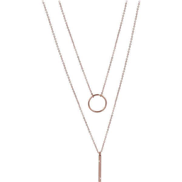 Troli Dvojitý náhrdelník so štýlovými prívesky z ružovo pozlátenej 66586849