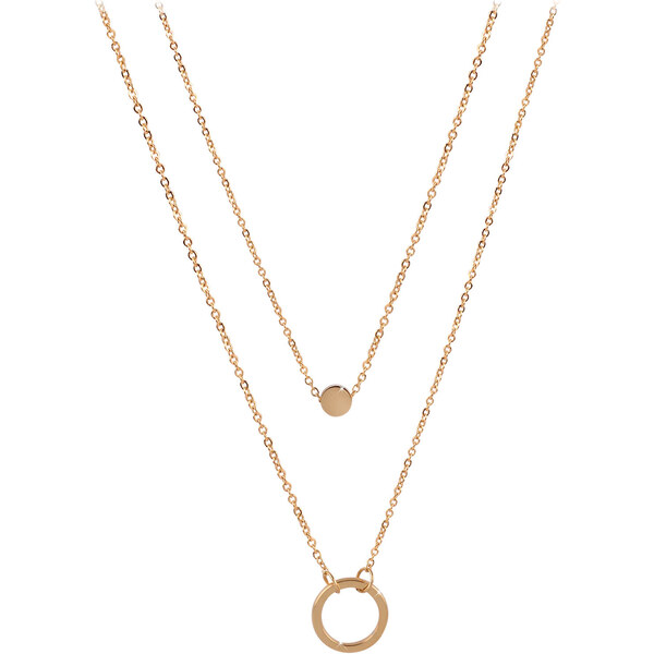Troli Dvojitý náhrdelník s krúžkovými prívesky z pozlátenej ocele 66582148