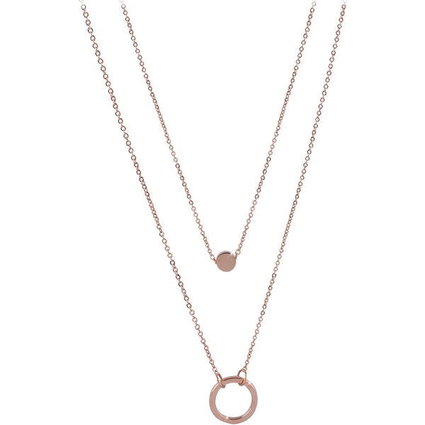 Troli Dvojitý náhrdelník s krúžkovými prívesky z ružovo pozlátenej 66590538