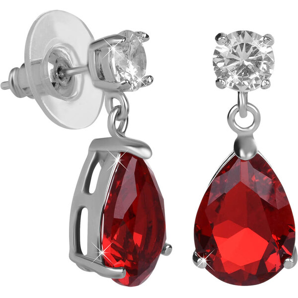 Troli Iskrivé náušnice s červenými kryštálmi 66841058