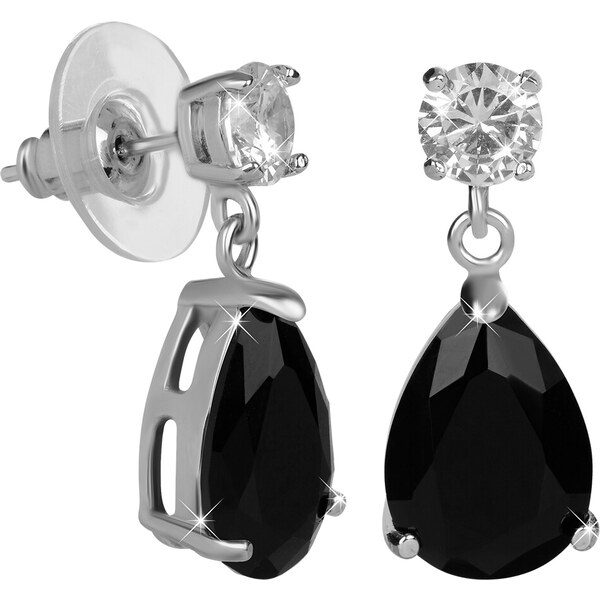 Troli Iskrivé náušnice s čiernymi kryštálmi 66580817
