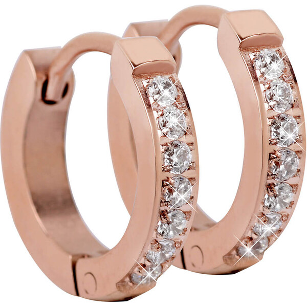 Troli Ružovo pozlátené oceľové náušnice s kryštálmi 66580890