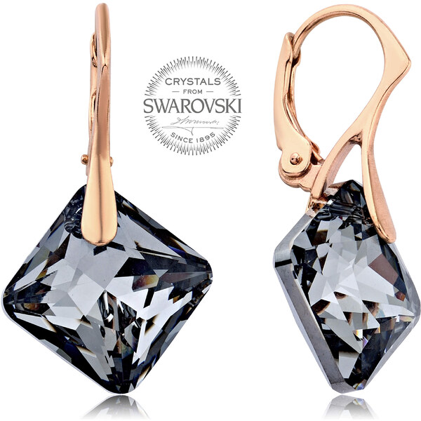 Levien Ružovo pozlátené náušnice s tmavými kryštálmi Princess 66584888