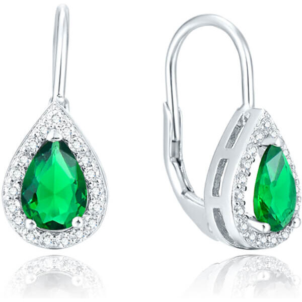 Beneto Strieborné náušnice so zeleným kryštálom AGUC1161 66594206