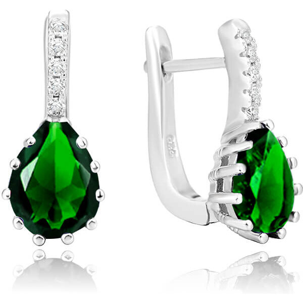 Beneto Strieborné náušnice so zeleným kryštálom AGU1198 66594147