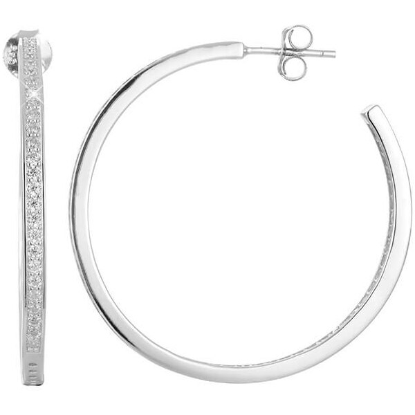 Beneto Strieborné náušnice kruhy s kryštálmi AGUP1180 66588614