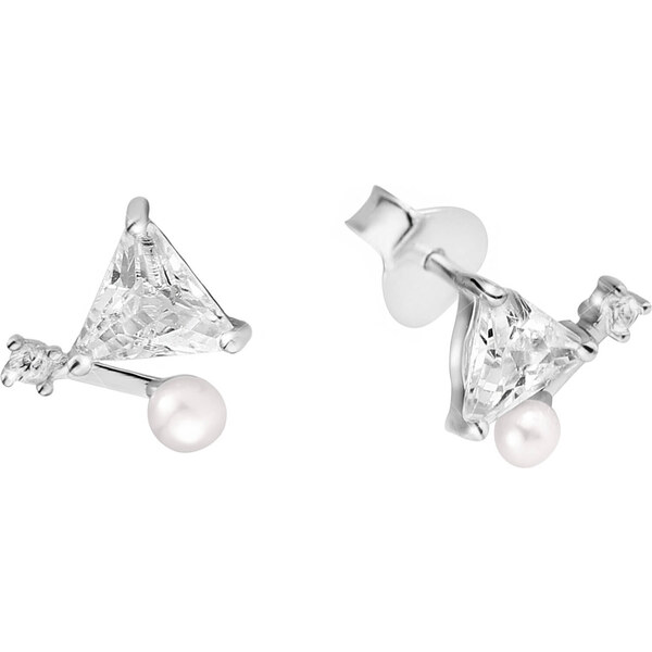 JwL Luxury Pearls Jemné náušnice s pravou perlou a kryštály JL0586 66583766