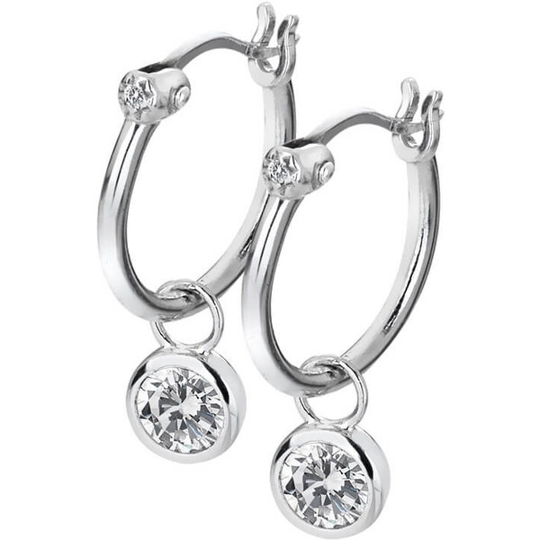 Hot Diamonds Strieborné okrúhle náušnice s diamantmi 2v1 Hoops Topaz 66580132