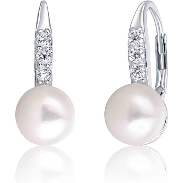 JwL Luxury Pearls Strieborné náušnice s perlou a zirkónmi JL0601 66592865