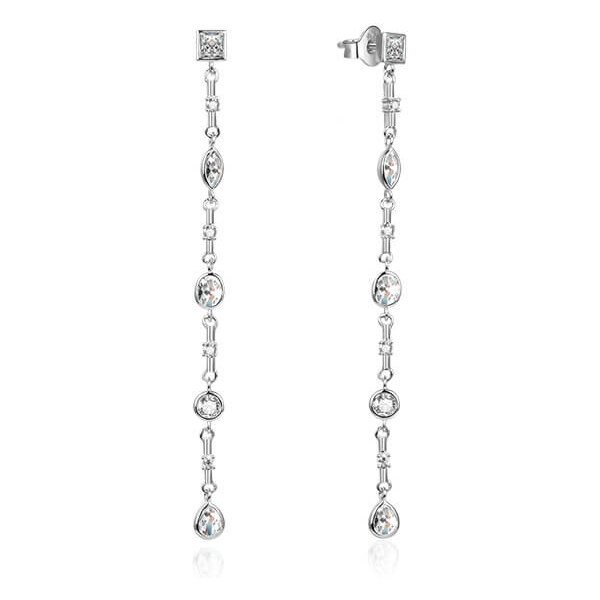 Beneto Dlhé strieborné náušnice so zirkónmi AGUP1968 66583257