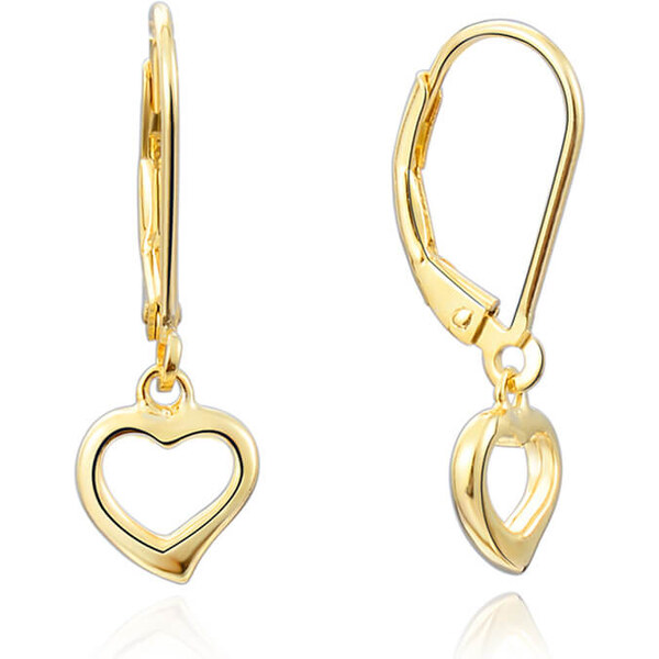 Beneto Pozlátené strieborné náušnice so srdiečkami AGUC1960-GOLD 66581777