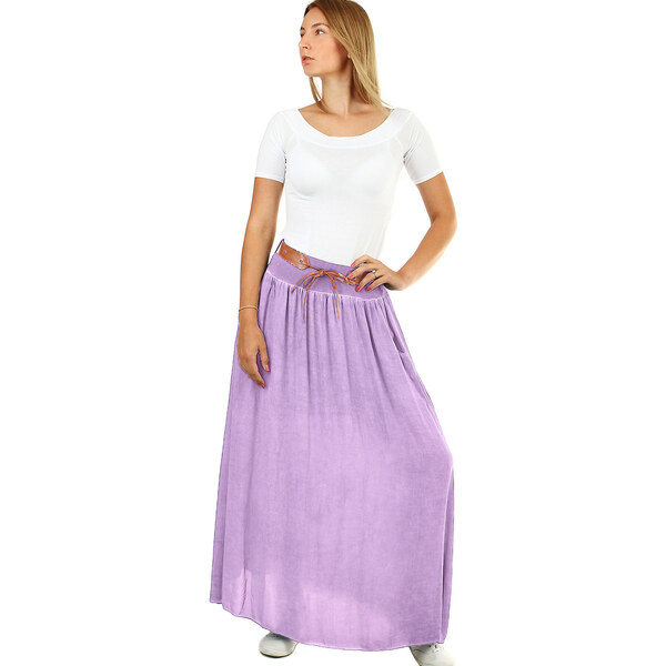 Glara Romantická dlhá sukňa s opaskom 18245350