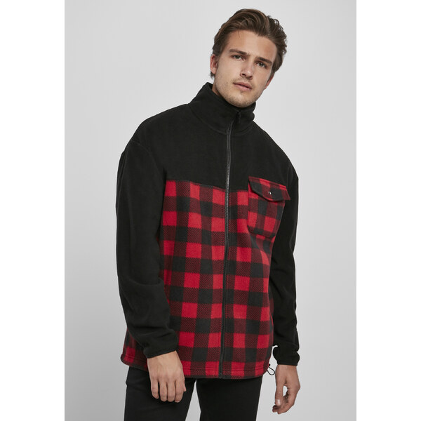 Urban Classics Polar Fleece Track Patterned Jacket Black/Red Plaid 50684581