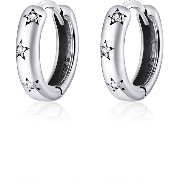Emporial strieborné náušnice krúžky Svietivé hviezdy SCE873 28517302