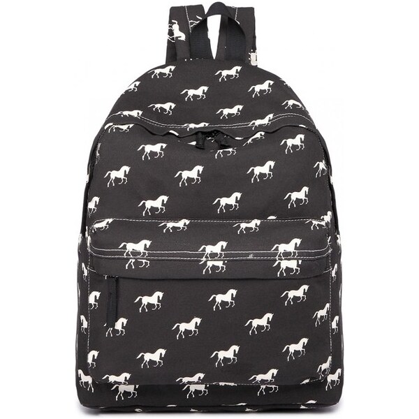 Miss Lulu Ruksak - s koníkovou potlačou, na zips, čierny 46059436