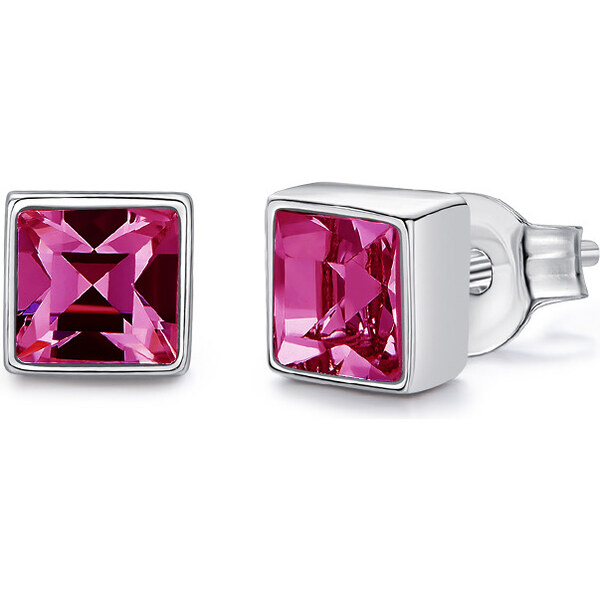 Glory strieborné náušnice štvorec s krištáľom Rose S1097 18543009