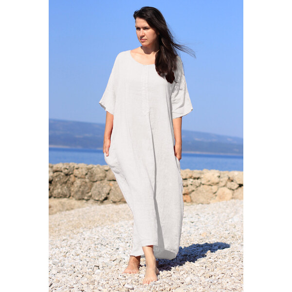 Glara Dámske letné lanové maxi šaty 33297154