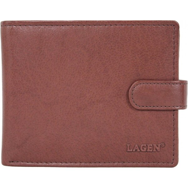 Lagen Pánska kožená peňaženka so zápinkou E-21036 hnedá 6436055