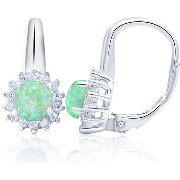 Beneto Strieborné náušnice so syntetickými opály a čírymi kryštálmi 66578812