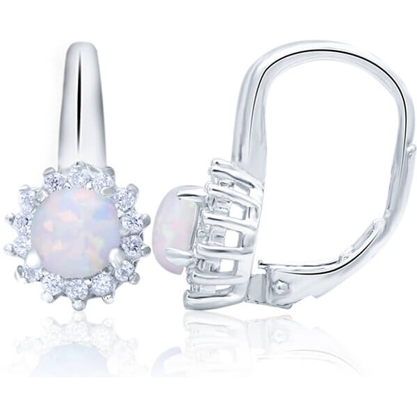 Beneto Strieborné náušnice so syntetickými opály a čírymi kryštálmi 66585771