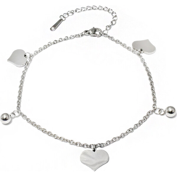 BEMI Design Dámsky náramok na nohu z chirurgickej ocele srdce S1029040 18705791